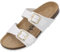 Palado Pantoletten Damen Samos - elegante Sandalen Made in Spain - bequeme Hausschuhe mit dämpfendem Kork-Fußbett - modische Sommerschuhe Lack Weiß/Gold UK6 - EU39