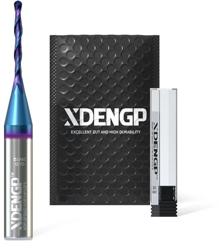 XDENGP Up Cut Ball Nose Router Bit for CNC, 1/16 inch Cutting Diameter and 1/2 inch Cutting Length 1/4 inch Shank with NACO Coated Carbide Spiral End Mill for Wood 2D/3D Carving