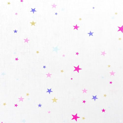 Baumwoll-Stoff Sterne/Einhorn ab 1m Kinderstoff Kindermotiv Popeline Fahnentuch Oeko-Tex Meterware, Motiv:Sterne weiß
