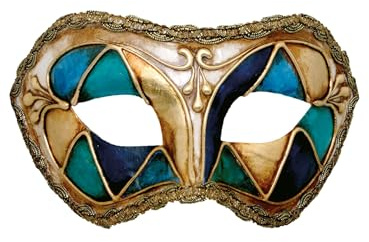 Maskworld Colombina arlecchino blu - Venezianische Maske - traditionell handgefertigt - Carnevale di Venezia
