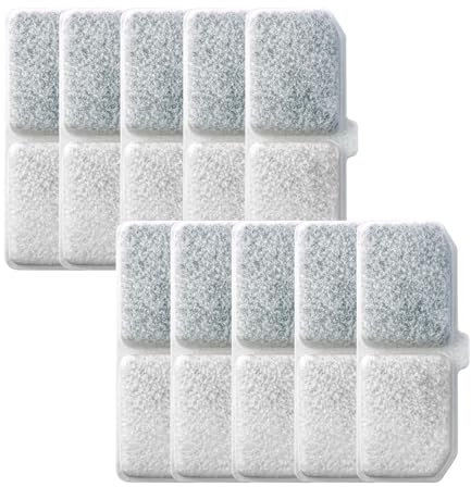 Hevysuo 10 Pezzi Filtri fontana per gatti con resina attivata al carbonio a tre strati,Sistema di filtrazione per fontana e gatto per 3.2L Distributore di acqua per gatti,Bianco,4,4 X 1,6 pollici