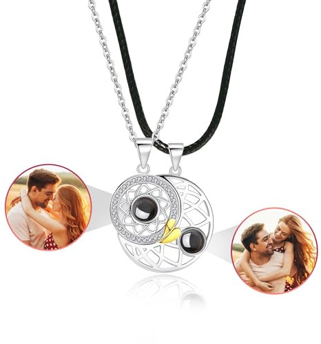 Easycosy personalisierte Halskette mit Bild Projektion, Kette mit Foto und vielfältiges Projektion Anhänger im Stein als Valentinstag personalisierte Geschenk für Sie, Frauen, Freundin & Mama damen