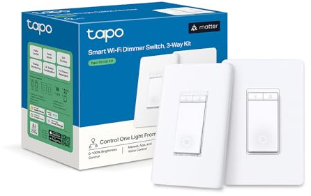TP-Link Tapo Smart 3 Way Dimmer Switch KIT, Matter Compatible, Energy Monitoring, Neutral Wire Required, Works with Alexa, Siri, Google Home, SmartThings, UL Certified, 2.4GHZ Wi-Fi, Tapo S515D KIT