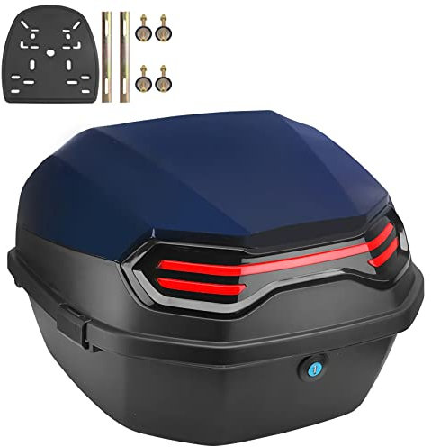 CZYGPHY Motorradkofferraum Universal-Motorrad-Topcase wasserdichte Motorrad-Heckbox mit Lichtern, Rückenlehnenschloss für die Rückseite des Roller-Mopeds,A,11 * 15 * 15inch