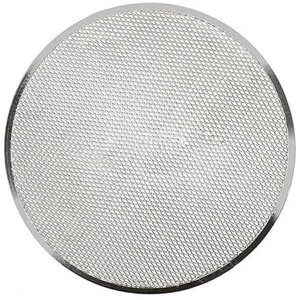 bandeja de pizza de acero, Bandeja redonda for horno de Pizza, rejilla for barbacoa, red de malla antiadherente, acero for Pizza(Silver 14 Inch)