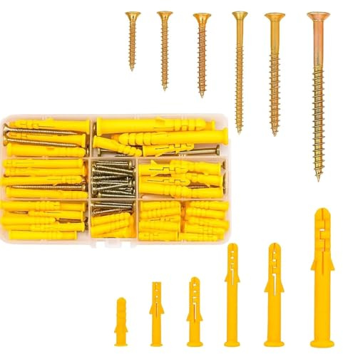 150 Pcs Wall Plugs And Screws For Brick, rawl plugs assorted, Plastic Expansion Pipe Anchor Bolts (M6/M8/M10) Assorted Set, Used To Fix Photo Frames, Sockets, Partitions, Hooks