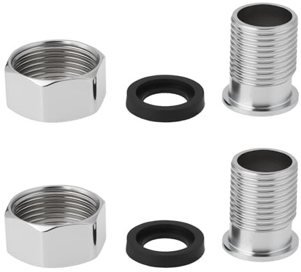 YINETTECH 2pcs Union Radiator Valve Tail Adapter 3/4 Female Thread to 1/2 Male Thread for Bathroom Shower Faucet