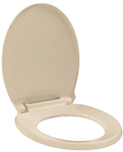 WC Sitz Mit Absenkautomatik,Toilettensitz mit Absenkautomatik Beige Oval,Einfache Montage Und Sauber,Klodeckel Quick-Release-Funktion