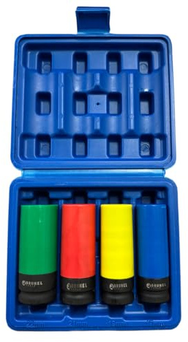 BRUNEL Tools 4pc 1/2 Dr Deep Impact Sockets for Alloy Wheels 17, 19, 21, 22mm BR3002