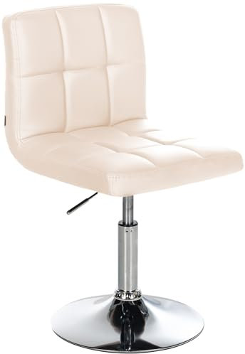 CLP Drehstuhl Palma V2 Mit Hochwertiger Polsterung Und Kunstlederbezug I Höhenverstellbarer Esszimmerstuhl Mit Metallgestell In Chrom-Optik, Farbe:Creme