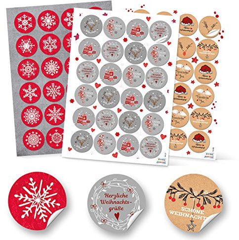 Logbuch-Verlag 3 x 24 runde Frohe Weihnachten Aufkleber Ø 4 cm Weihnachtssticker Weihnachtsaufkleber Geschenkverpackung Sticker Verpackung