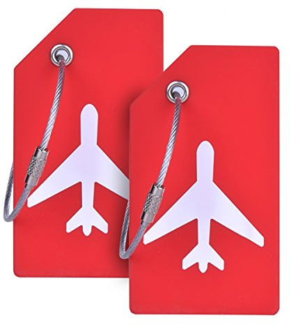 Silicone Luggage Tag with Name ID Card Perfect to Quickly Spot Luggage Suitcase, Red, OneSize