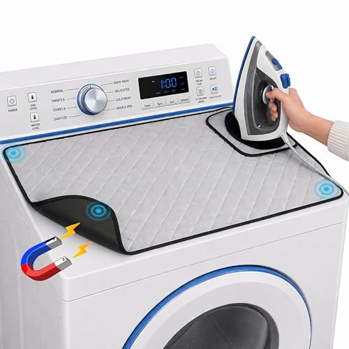 Magnetic Ironing Mat - Change any Flat Surface into an Ironing Board. Features a Silicone Slip Resistant Iron Rest to Safely Place your Hot Iron. Easy to Take Along when Traveling. (19 x 28 Inches)