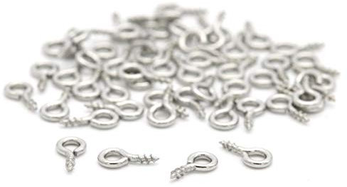 NaturSchatulle Occhielli a vite, 8 x 4 mm, viti ad anello, 100 pezzi, in acciaio inox, per realizzare gioielli