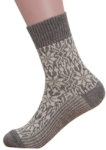 Hirsch Natur, Merino Socken Sternmuster, 100% Wolle (kbT)