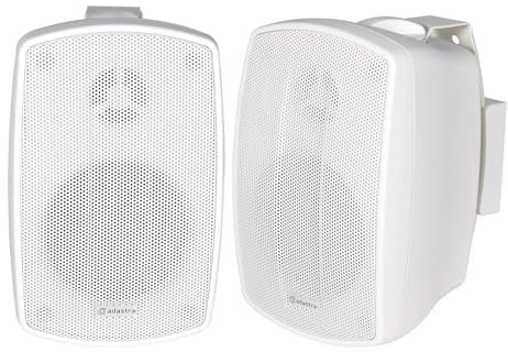 Adastra Weather Resistant Indoor and Outdoor Full Range Speakers Supplied in Pairs, Patio Music, Garden Speakers, Kitchen or Bathroom Audio 160W 8 White