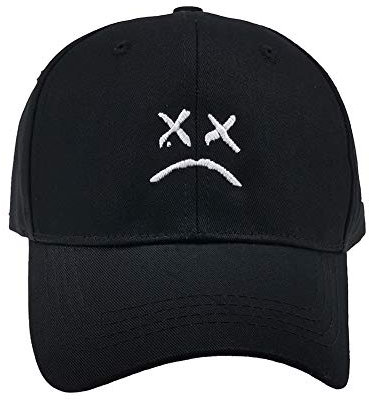 Hip-Hop-Mütze, für Damen und Herren, mit traurigem Gesicht, Stickerei, Baseballmütze, Golf-Liebe, Snapback, für Damen und Herren, Schwarz