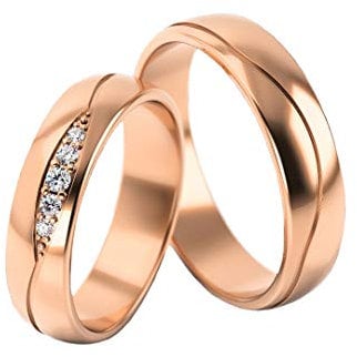 JC Gold Trauringe - Rotgold Eheringe inklusive Steine und Gravur im Paarpreis PL296 (8 Karat (333) Rotgold)