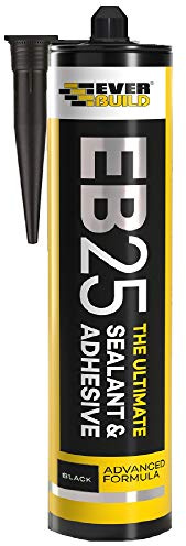 Everbuild EB25 The Ultimate Sealant and Adhesive Cartridge – Hybrid Polymer Adhesive – Waterproof and Weatherproof – Black – 300ml