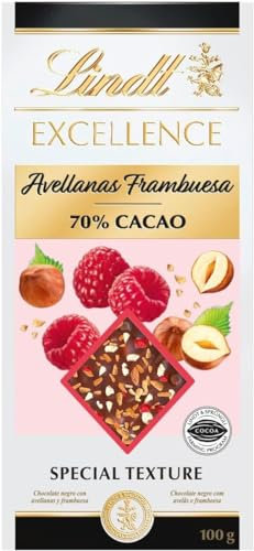 Lindt - Tablette Framboise Noisettes 70% de Cacao EXCELLENCE - Chocolat Noir - 100g