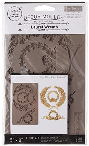 Redesign With Prima Redesign Decor Moulds-Laurel Wreath 5x8x8mm Crafting Resin Molds for air Dry Clay DIY Projects Funiture Dresser, Chocolate,Cake,Candy,Backery,Soap,Polymer Clay,hot Glue