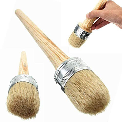 Chalk and Wax Paint Brush Round Painting Waxing Stencil Drawing with Natural Bristles for Painting Furniture 50MM