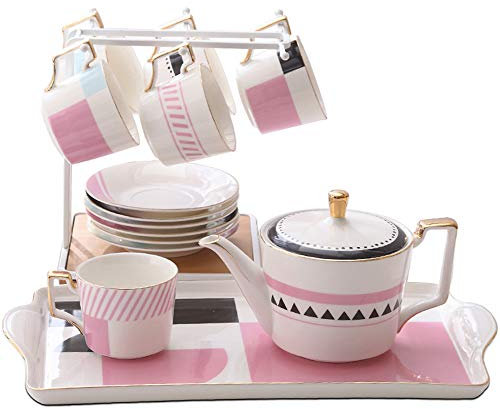 UMITEASETS - Juego de té moderno estilo europeo vintage con Tra - Juego de té de porcelana