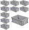 BRB 10x Euro-Stapelbehälter mit 2 Griffleisten, LxBxH 400x300x170 mm, 16 Liter, grau