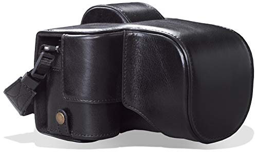 MegaGear MG1959 Ever Ready Echtleder Kameratasche mit Trageriemen kompatibel mit Fujifilm X-S10 - Schwarz