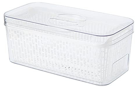 SOONHUA Fresh Food Storage Containers for Fridge, 2 Piece Set Fridge Storage Keep Fresh Produce Saver, Containers Draining Crisper with Strainers for Fruits Salad Vegetables