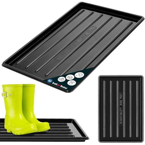 KOTARBAU® Bandeja de Goteo para Zapatos, 45 x 30 cm, Color Negro, Bases escurridoras, Bandeja con Borde Elevado para secar Calzado, Posazapatos