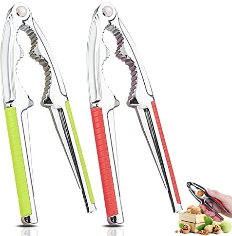 Walnut Cracker,Forreen 2 Pcs Nutcracker Heavy Duty Sturdy Multifunctional Durable Nut Crackers Perfect Kitchen Tool with Non-Slip Handle for Walnuts Pecan Nuts Hazelnuts Almonds Brazil Nuts