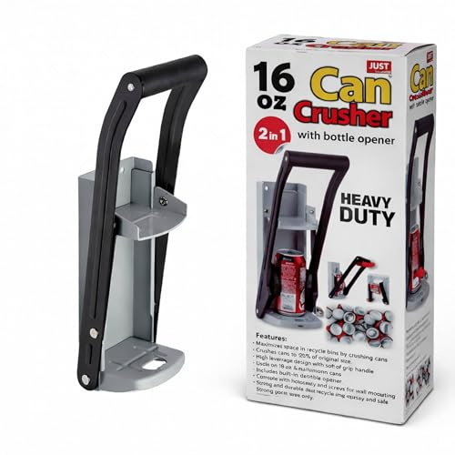 Aspect Heavy-Duty Can Crusher for Aluminium Cans, 16oz/500ml Compact and Efficient 2 in 1 Can Crusher Non-Slip Grip Handle, and Easy Setup