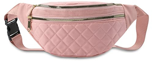 Sac banane pour femme, sac banane tendance pour adolescentes, filles, sac banane pour voyage, randonnée, cyclisme, course à pied, sac de téléphone pour transporter tous les téléphones (rose)