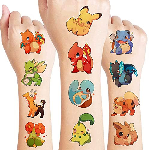 12 Blätter Hautfreundliche Kinder Tattoos zum Aufkleben - Wasserdichte Kindertattoos Cartoons Tattoo Mitgebsel Kindergeburtstag Geschenk Mädchen Junge Kinder Party Deko