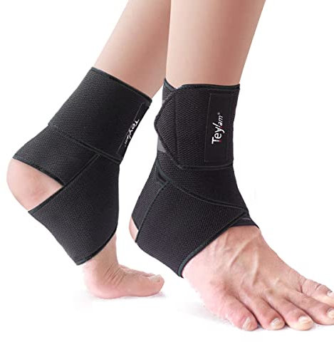 Teylam Lot de 2 bandages de cheville réglables pour cheville, cheville, cheville droite et gauche - Noir