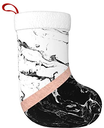 DMORJ Schwarz-weißer Marmor-Weihnachtsstrümpfe, dekorative Strümpfe, 45 cm, Geschenkhalter für Party, Urlaub, Dekorationen (1 Packung).