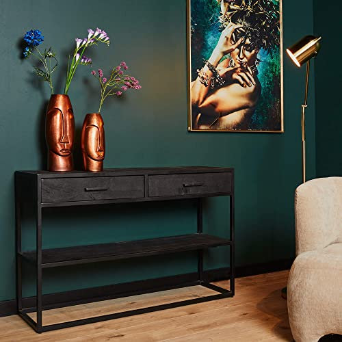 Sidetable New York | 2 Schubladen | Mangoholz & Metallmöbel | Industrial Innenraum
