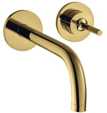 hansgrohe AXOR Uno Einhebel-Waschtischmischer Unterputz, Rosetten für Wandmontage, Ausladung 225mm, Farbe: Polished Gold Optic