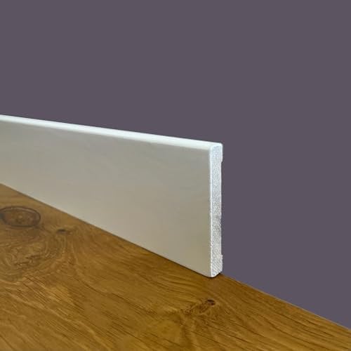 Battiscopa PREMIUM in legno MASSELLO squadrato 70x10 laccato bianco liscio (prezzo al metro)