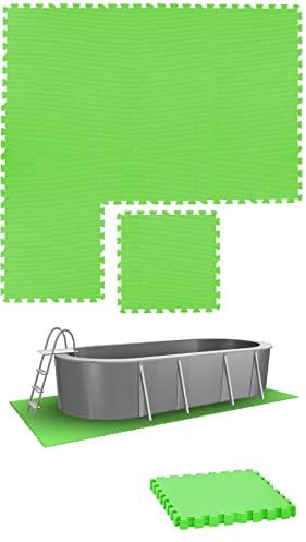 eyepower 8 Grandes Dalles : 1,9m² Tapis Piscine Hors Sol - 50 x 50 cm Dalle Mousse Exterieur - Bache Dessous de Piscine - Tapis de Sol Piscine Hors Sol Dalle Mousse Spa Tapis Puzzle