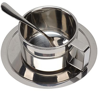 YUMILI Tazas de café, Tazas de Acero Inoxidable, Tazas de Leche de Metal de Doble Pared, Juego de Tazas de capuchino, Taza de té para el hogar, Oficina, cafetería, Camping (200 ml)