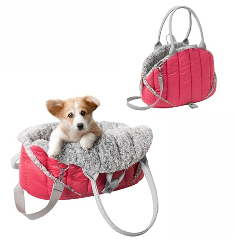 Hundetragetasche, Vertellbar, Schultergurt, Haustiertragetasche, Transport, Katzentasche, Reisetasche, Camping, Tasche, Himbeer, 47x29x32 cm