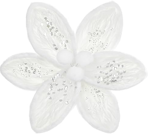 4PCS Plush Christmas Flower for Decorations, 10'' Large Fluffy Artificial Flowers Fake Poinsettia, White Floral Ornaments for Xmas Home Decor, Christmas Tree, Wreath, Garland, New Year, Wedding