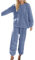 Zilosconcy Pigiama Pile Donna Elegante Morbido Cotone Pigiama Donna Invernale in Pile Caldo Due Pezzi Set di Pigiami Taglie Forti Maglia e Pantalone Lungo a Maniche Lunghe Sleepwear in Casa Tuta