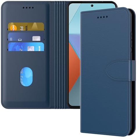 Aiziki Coque pour Xiaomi Redmi Note 13 Pro 5G, Etui Protection Housse Premium en Cuir PU, [Pochette de Portefeuille] [Fermeture Magnétique] [Etui à Rabat]- Bleu