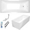 ECOLAM Baignoire rectangulaire Tami 160x70 cm | acrylique blanc | tablier en 2 parties | vidage et trop-plein automatique pieds et silicone