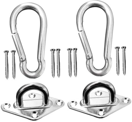 CAXUSD Edelstahl-aufhängungset Mit Festen Haken Für Sandsack Schaukel Hängemattenstuhl 2 Diamantschnallen 2 Kürbisschnallen 8 Schrauben Silberfarben