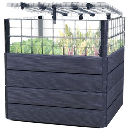 Garantia Ergo Quadro TurboPlus L 80 Hochbeet Wood, inkl. Flora Wassersparsystem - Blumentopf, Hochbeete für Garten, Pflanzkübel Groß Außen, Blumenkasten, Blumentopf Hoch, Blumenkübel, Frühbeet