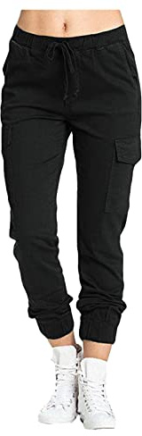 AMDOLE Weiße Hose Damen Medizin Stretch 48 Damen Multi Pocket Cargo Freizeithose Elastische Taille Korsett Seilhose Lack Kleidung Damen Hose